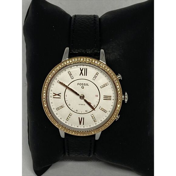 Fossil FTW5011 Women's Black Leather White Analog Dial Hybrid Smartwatch XX762 - Picture 3 of 12